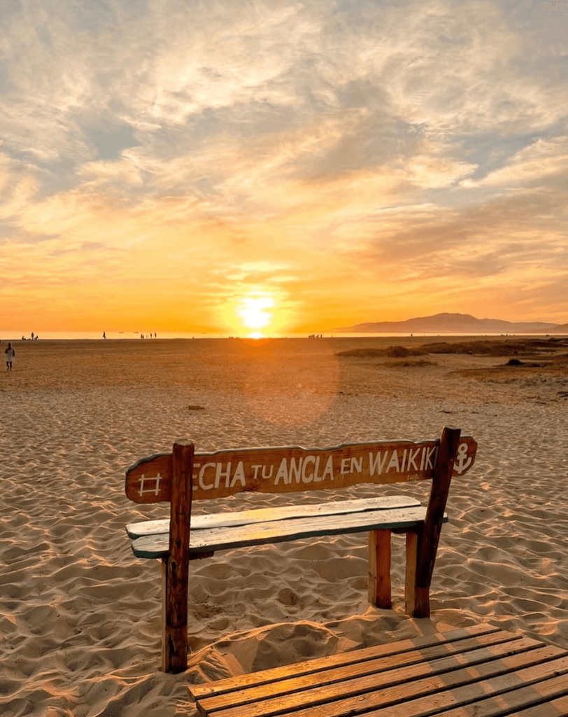 Spectacular sunset at chiringuito Waikiki: best beach bars Tarifa